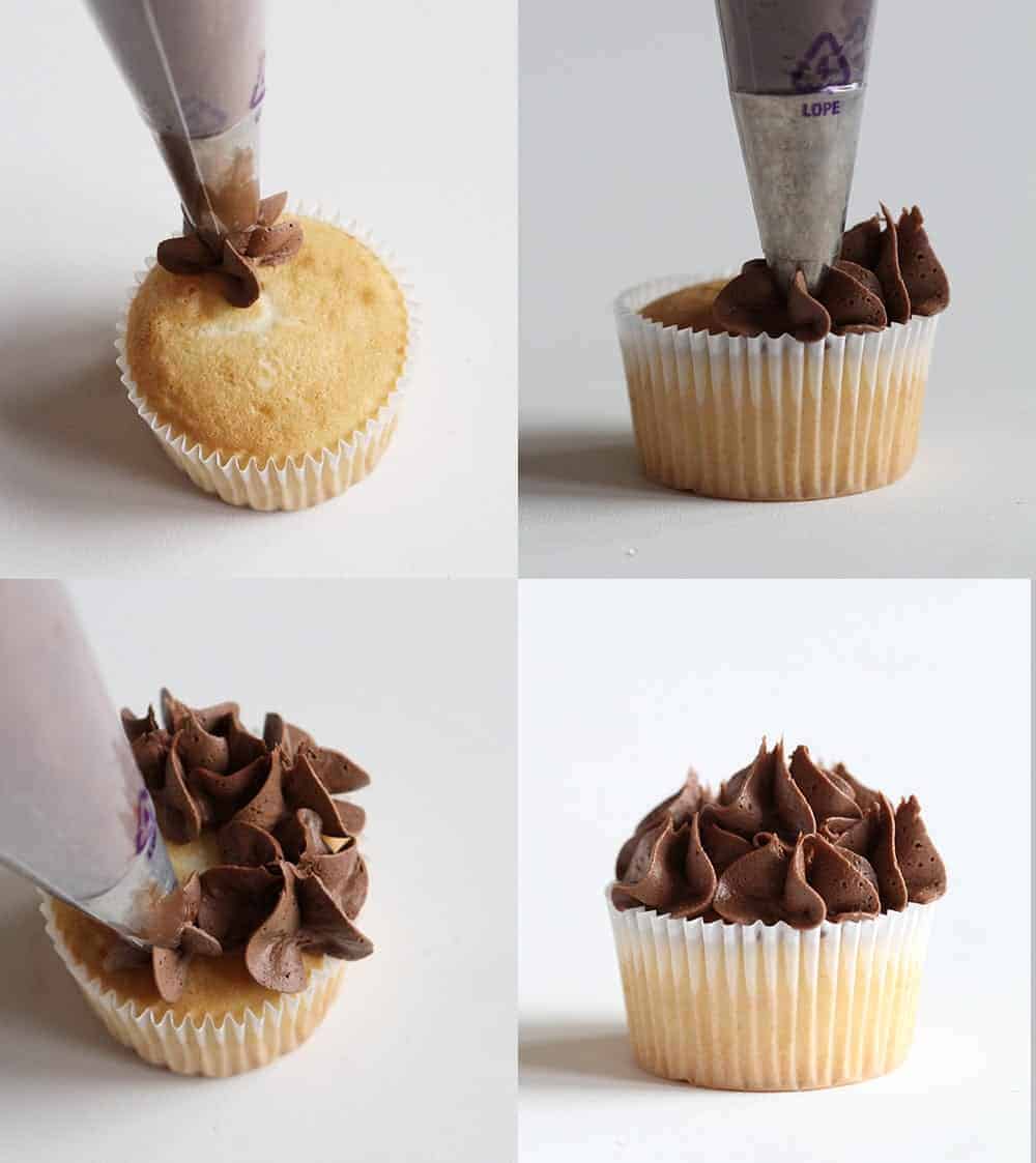 Four Easy Ways to Frost a Cupcakes with an Open Star Tip! chocolate 