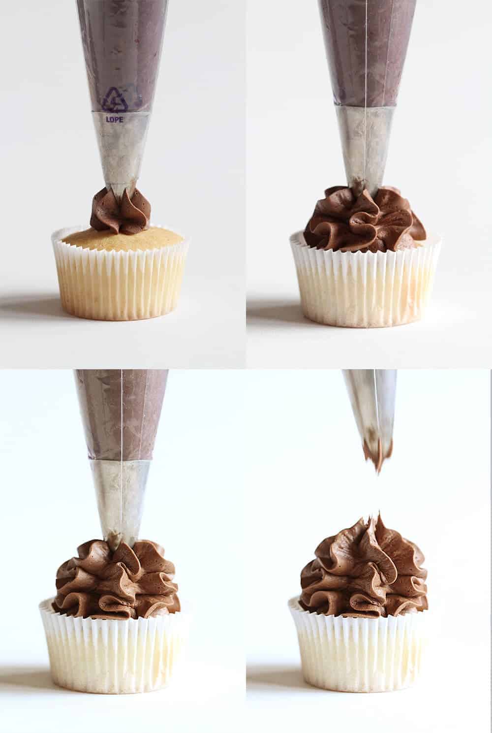 Four Easy Ways to Frost a Cupcakes with an Open Star Tip! chocolate 