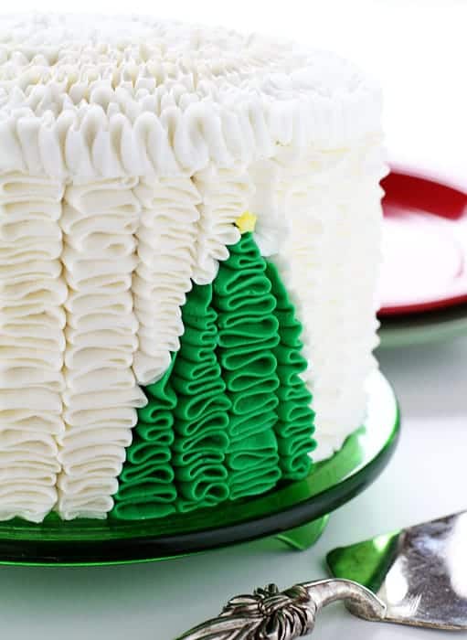 Christmas Tree Ruffle Cake! {an original iambaker design}