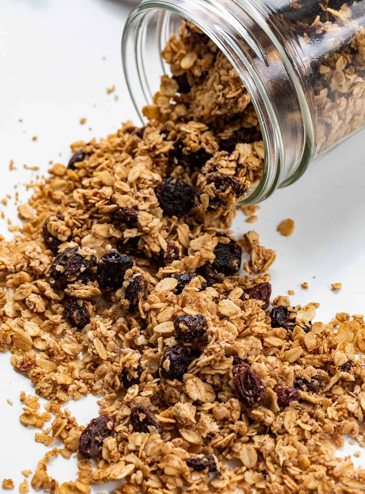 Jar Spilling Out Homemade Granola