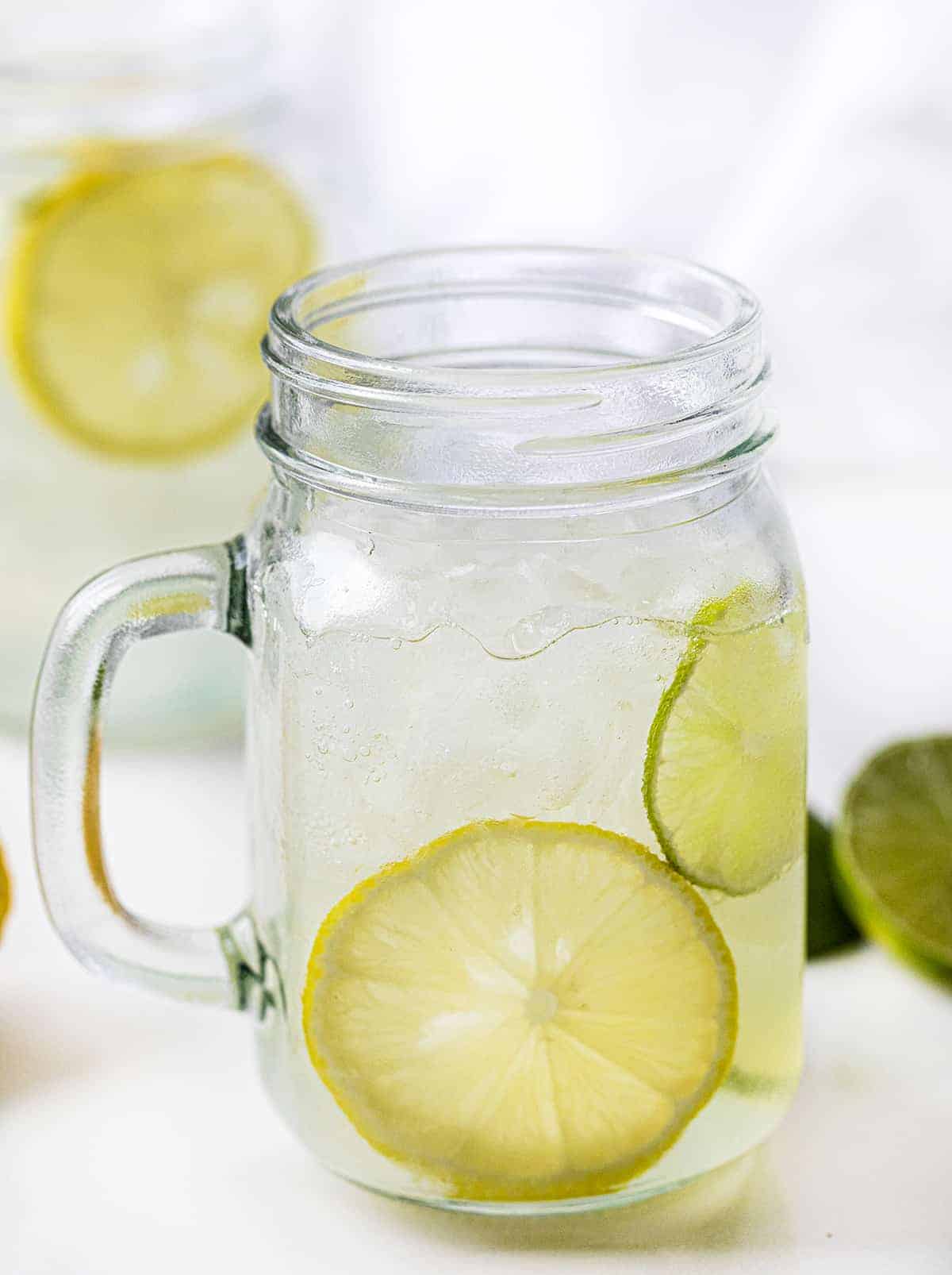 Glass Mug of Homemade Lemon Lime Soda