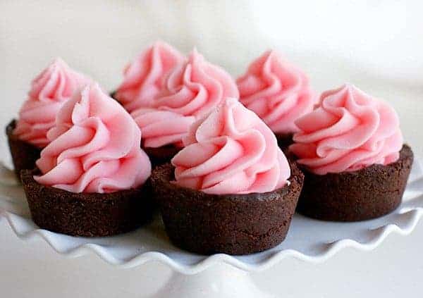 Chocolate Cookie Cups with Strawberry Buttercream