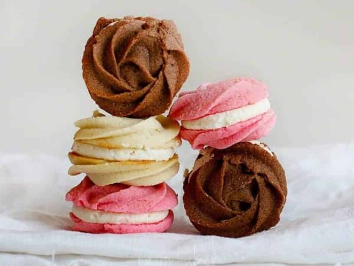 Rose Neapolitan Spritz Cookies I Am Baker