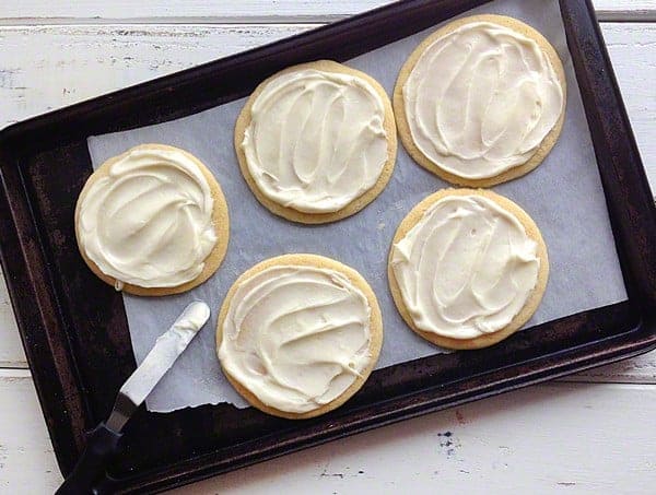 Sugar Cookies covered in Cream Cheese Frosting