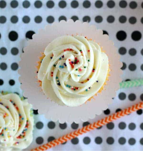 Vanilla Cupcakes with a Surprise Inside!
