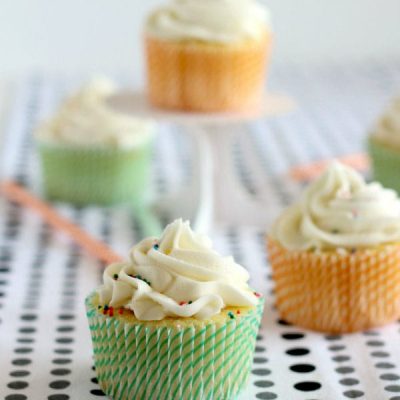 Vanilla Cupcakes with a Surprise Inside!