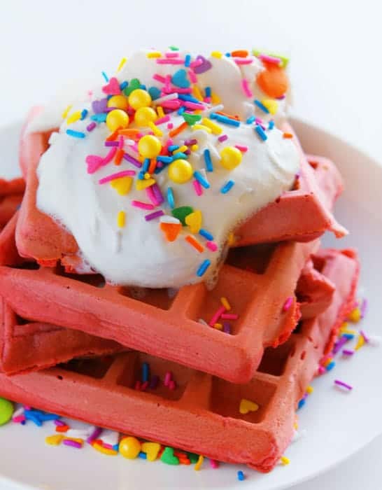 Birthday Waffles! Pink for the birthday girl!