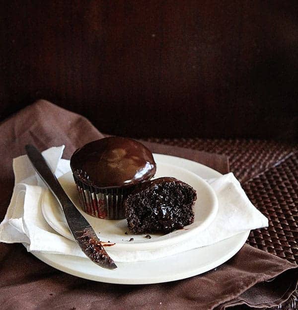 Dark Chocolate Cupcakes with a Surprise Inside