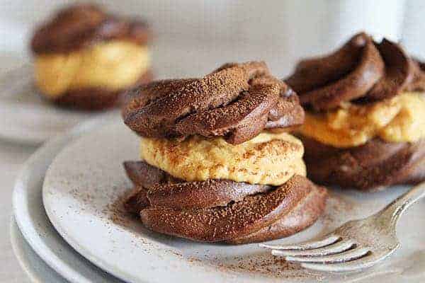 Chocolate Cream Puffs with Pumpkin Whipped Cream