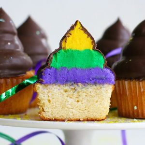 Mardi Gras Hi-Hat Cupcakes