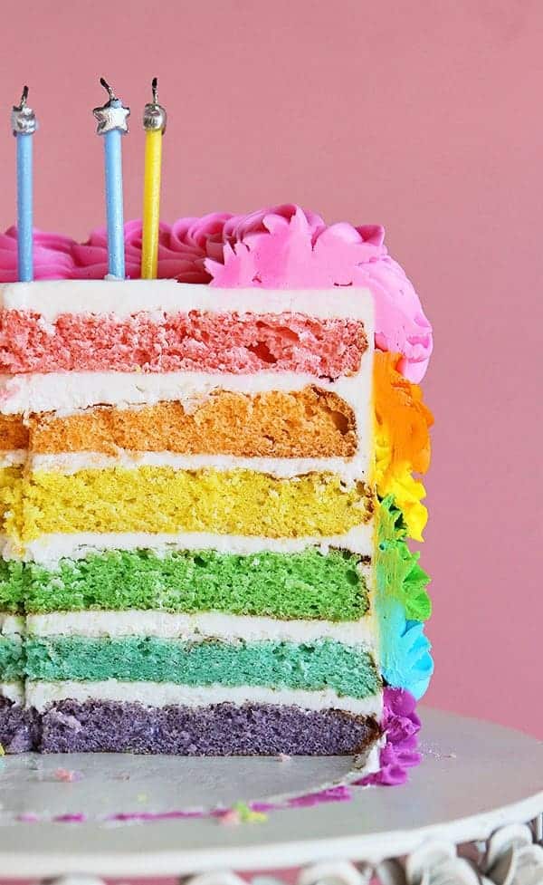 Swirly Rainbow Cake (Inside and Out!) #rainbow #cake #birthdaycake