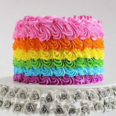 Swirly Rainbow Cake (Inside and Out!) #rainbow #cake #birthdaycake
