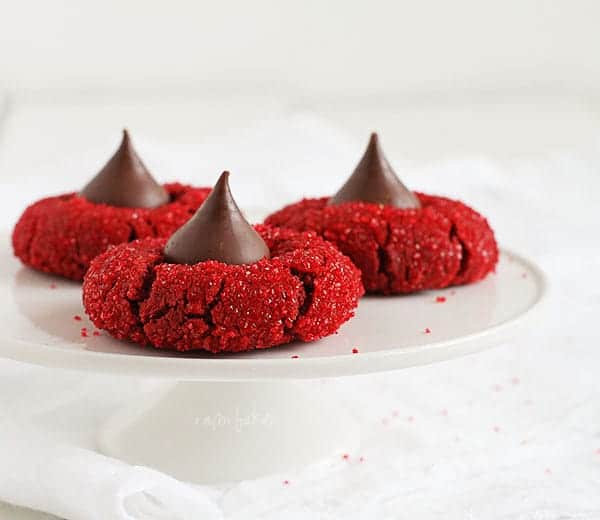 Red Velvet Peanut Butter Blossoms #baking #cookies #christmas