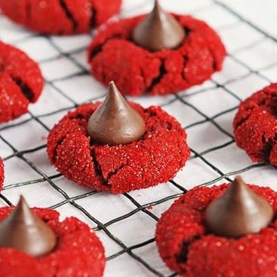 Red Velvet Peanut Butter Blossoms #baking #cookies #christmas