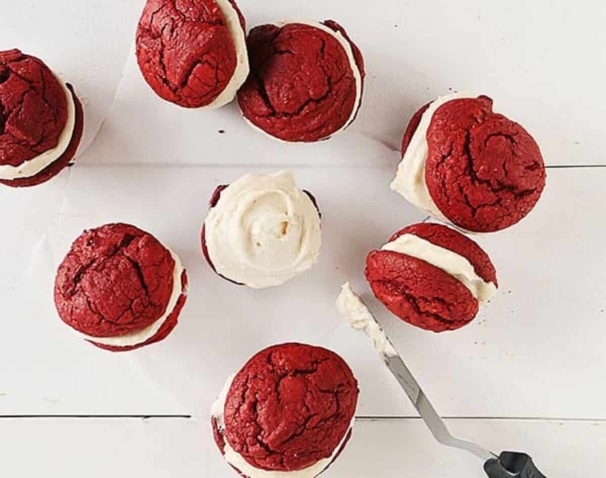 Red Velvet Cookie Sandwich's with Brown Butter Cream Cheese Frosting