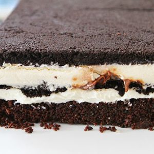 Oreo Cream Cheese Brownie Ice Cream Cake