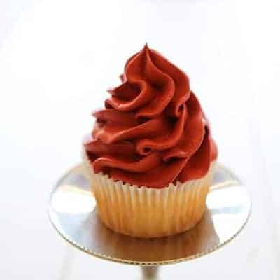 Red Velvet Mousse Cupcake Infused with Raspberry Simple Syrup