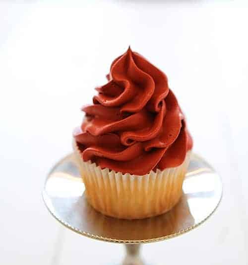 Red Velvet Mousse Cupcake Infused with Raspberry Simple Syrup