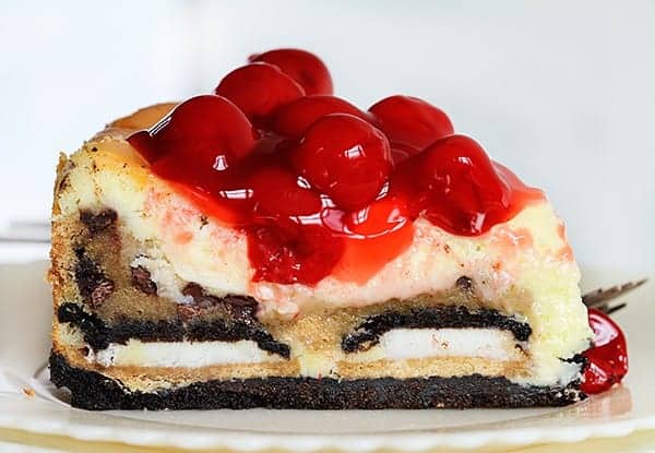 Cherry Cheesecake with Oreo and Chocolate Chip Cookie!