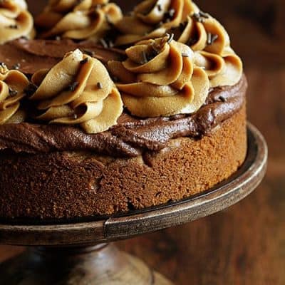 Peanut Butter Cake with Dark Chocolate Frosting