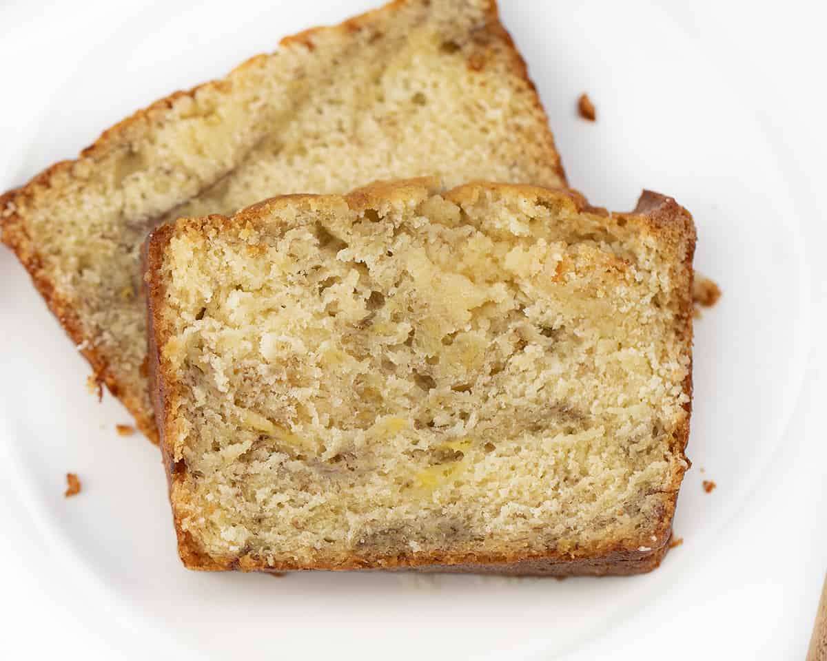 Slices of Buttermilk Banana Bread on a Plate