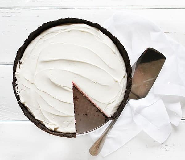 Neapolitan Cheesecake! Vanilla, strawberry and chocolate no-bake cheesecake! 