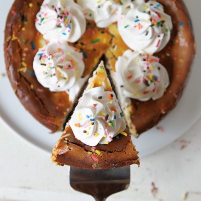 White Chocolate Confetti Cheesecake