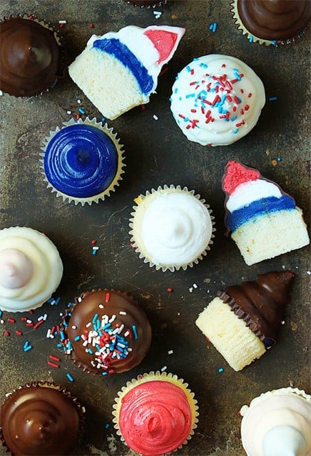 Patriotic Hi-Hat Cupcakes! (with a fun surprise-inside!)