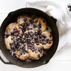 Blueberry & Lemon Cinnamon Roll Breakfast Skillet