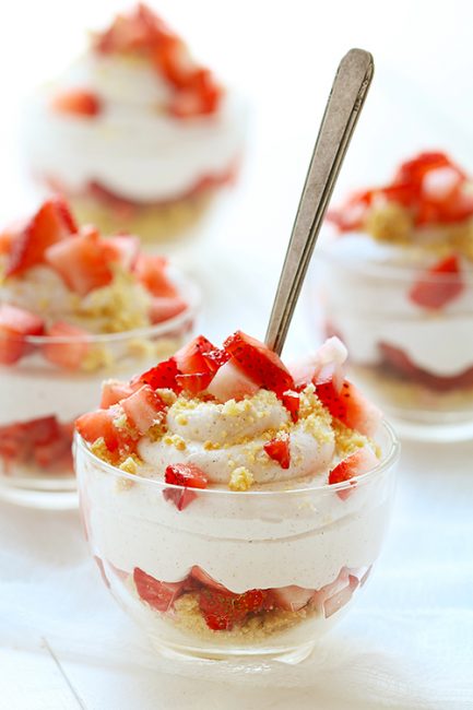 Strawberry "Shortcake" Mousse in a Cup! Easy no-bake dessert!