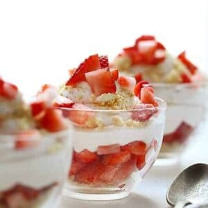 Strawberry "Shortcake" Mousse in a Cup! Easy no-bake dessert!