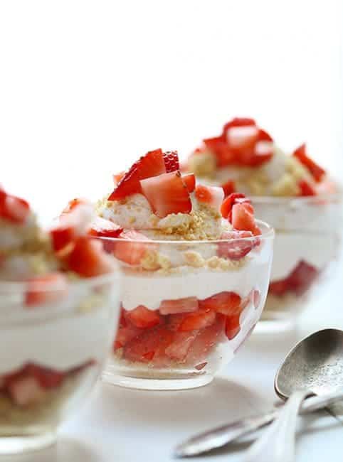 Strawberry "Shortcake" Mousse in a Cup! Easy no-bake dessert!