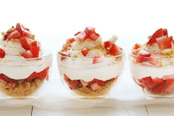 Strawberry "Shortcake" Mousse in a Cup! Easy no-bake dessert!