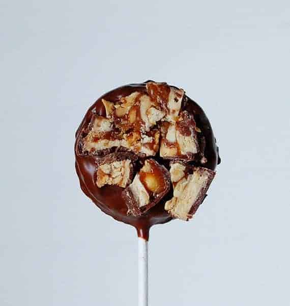 Oreo Chocolate Chip Cookies Brownie Bite on a Stick and covered in Snickers!