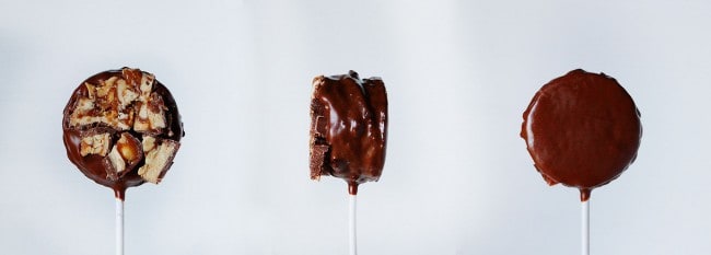 Oreo Chocolate Chip Cookies Brownie Bite on a Stick and covered in Snickers!