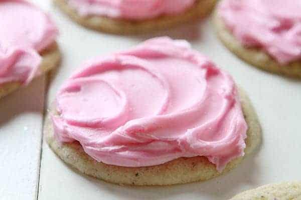 Coffee Sugar Cookies with Pink Buttercream
