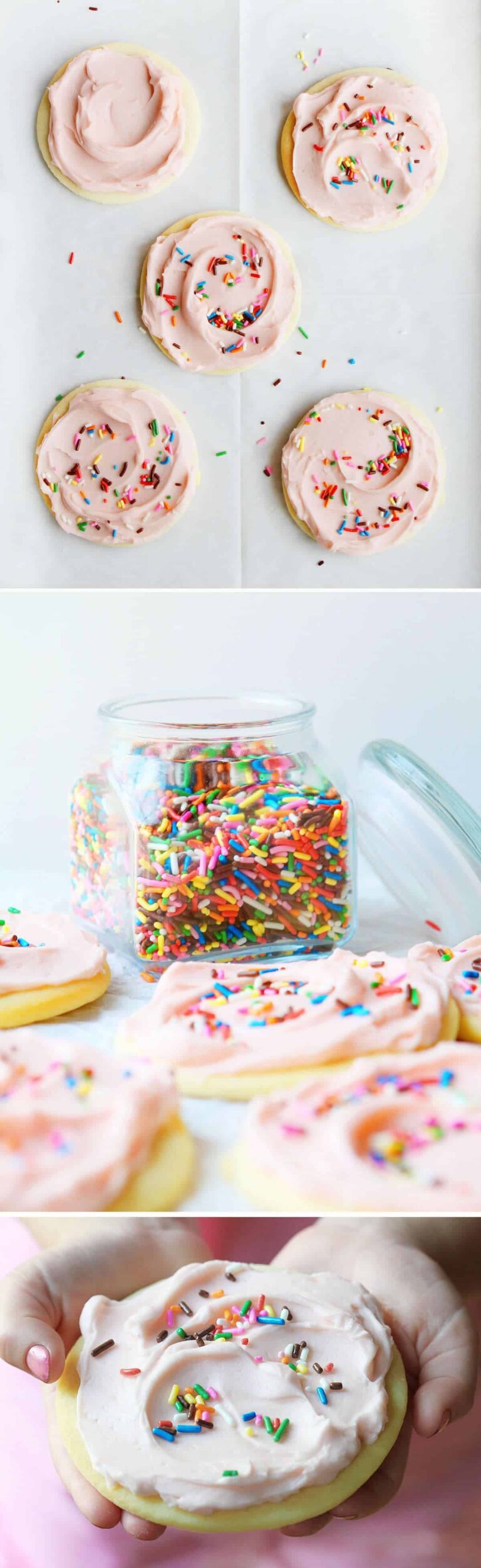 Giant Sugar Cookies with Pink Buttercream i am baker