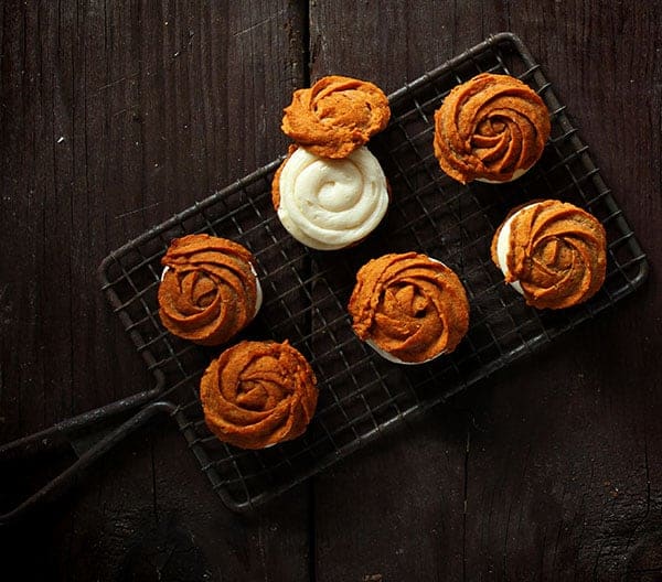 Pumpkin Rose Sandwich Cookies with Caramel Cream Cheese Frosting!