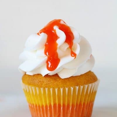 Candy Corn Inspired Cupcakes with pure Candy Corn Glaze!