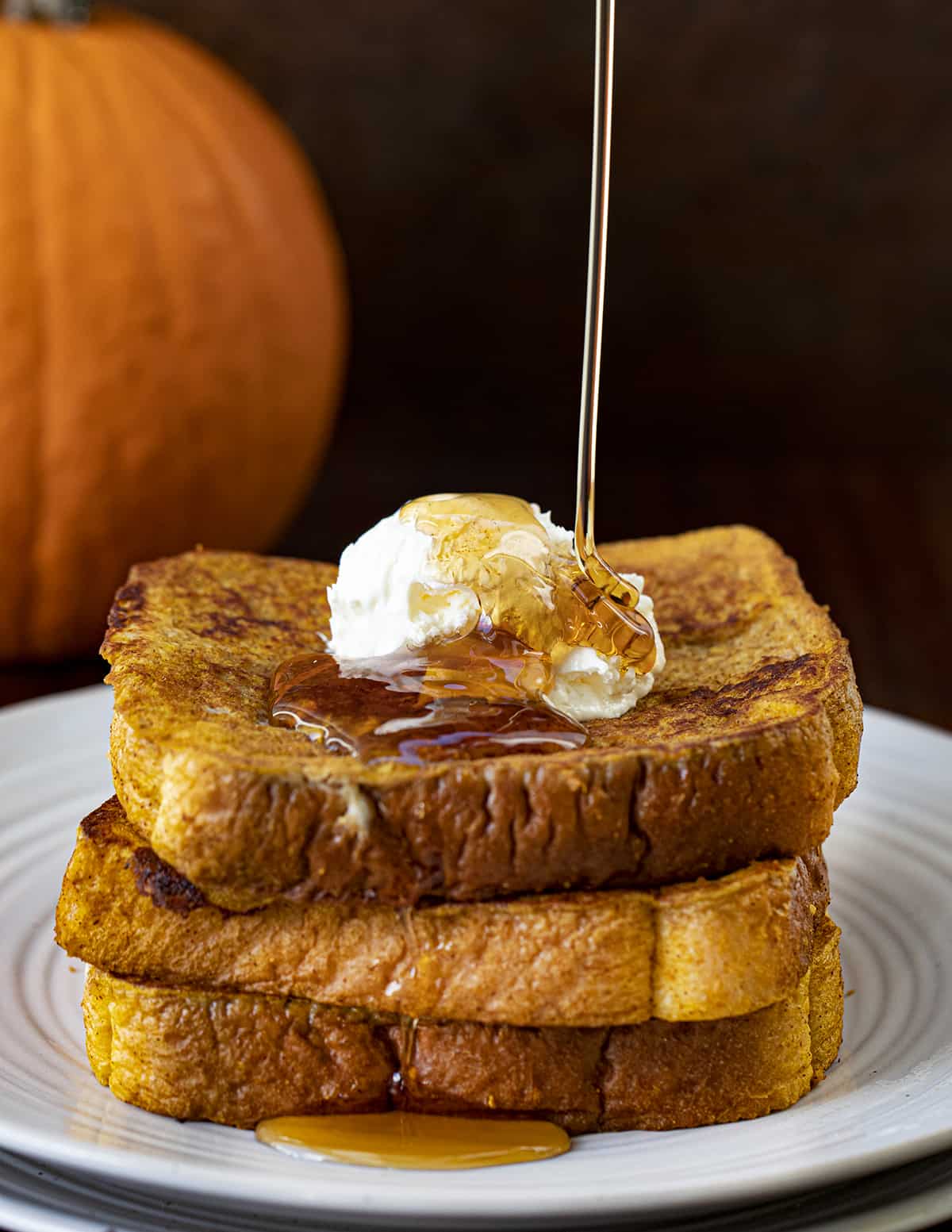 Pouring Syrup over a Stack of Pumpkin French Toast. Breakfast, French Toast Recipes, Pumpkin French Toast, Holiday Breakfast Ideas, Best French Toast, Brunch Recipes, Fall Breakfast, Breakfast Recipes, i am baker, iambaker