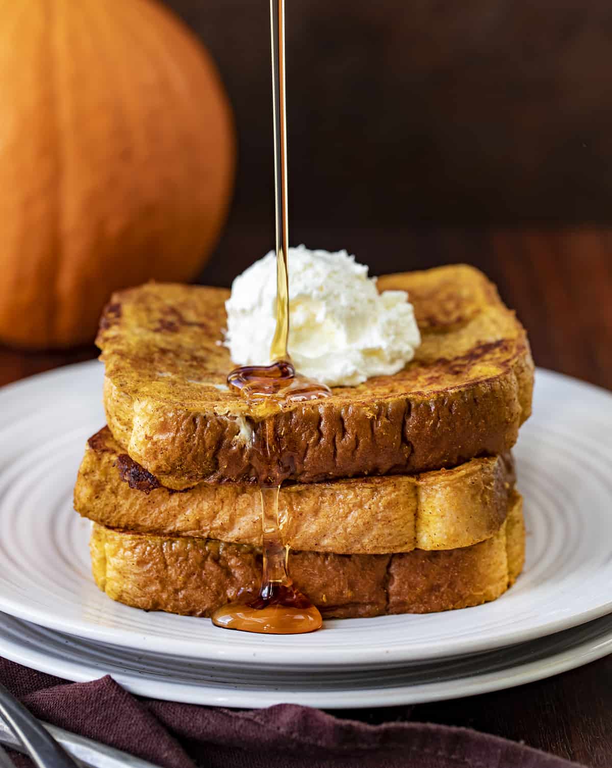 Pouring Syrup over a Stack of Pumpkin French Toast. Breakfast, French Toast Recipes, Pumpkin French Toast, Holiday Breakfast Ideas, Best French Toast, Brunch Recipes, Fall Breakfast, Breakfast Recipes, i am baker, iambaker