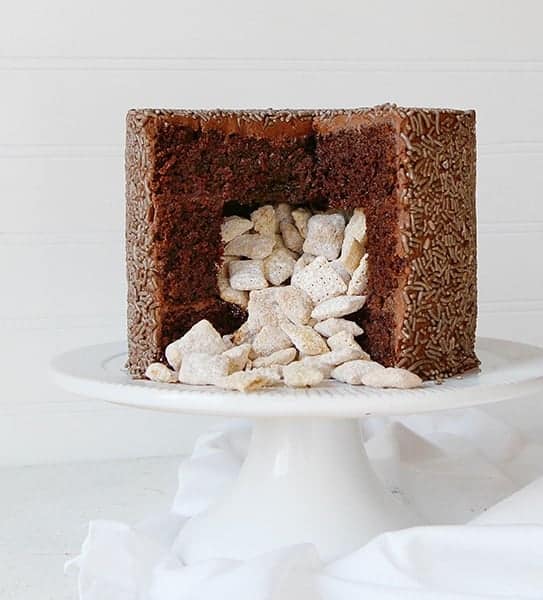 Pumpkin Spice Puppy Chow Surprise-Inside Cake!