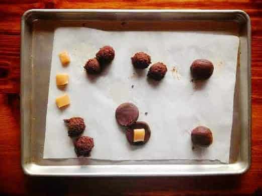 Process shot of Chocolate Caramel Ginger Cookies