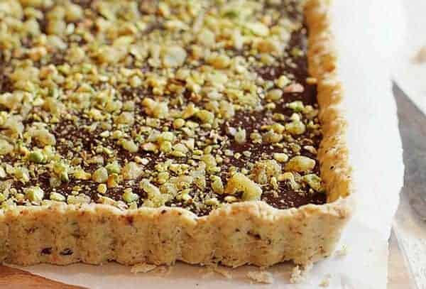 Chocolate Crystalized Ginger and Pistachio Tart!