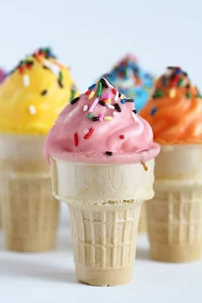 Chocolate Dipped Cupcake Ice Cream Cone with Sprinkles!