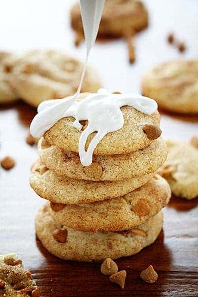 Butterscotch Peanut Butter Snickerdoodle drizzled in Marshmallow Fluff!