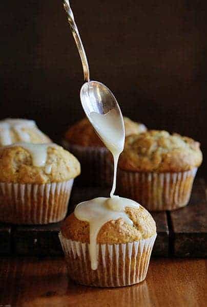 Banana Banana Breakfast Muffin with Vanilla Glaze