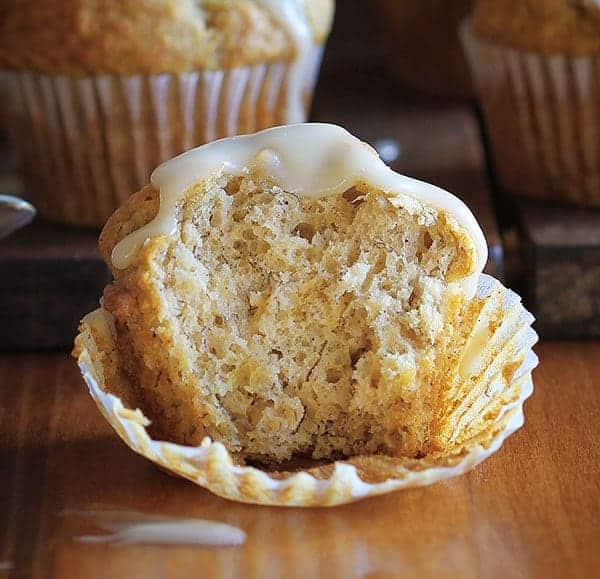 Banana Banana Breakfast Muffin with Vanilla Glaze