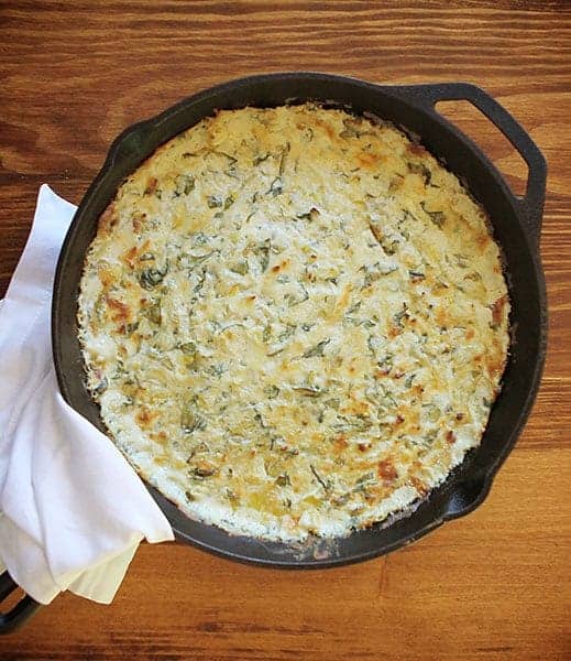 Cheesy Skillet Spinach and Artichoke Dip with Baked Rolls!
