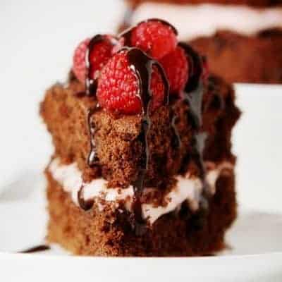Skinny Chocolate Raspberry Cake with Raspberry Buttercream!